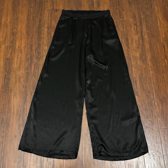 JOHNNY WAS Paradiso High Slit Pants Black Wide Leg Satin Lagenlook NWT - Picture 5 of 16